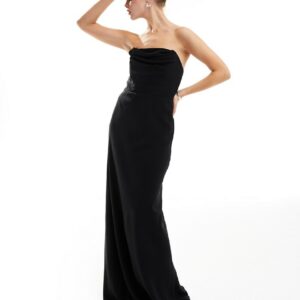 Six Stories Bridesmaids strapless ruched maxi dress in black