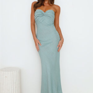 Slow Days Strapless Maxi Dress Sage