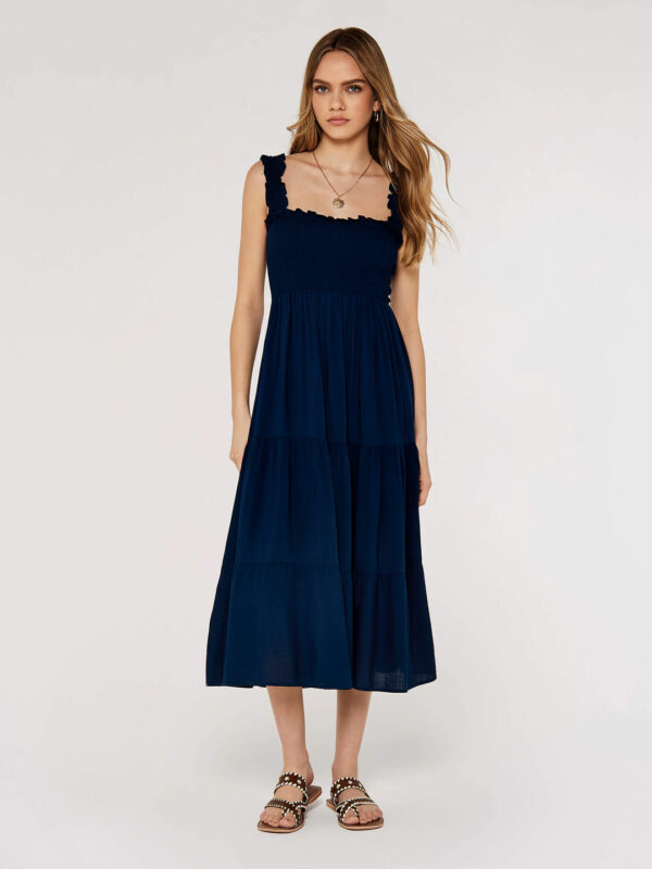 Smock Tiered Midi Dress