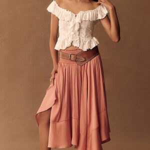 Smocked-Waist Asymmetrical Skirt