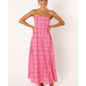 Soph Strapless Women's Maxi Dress - Pink red