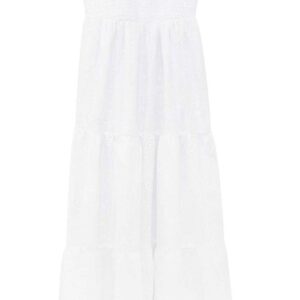 Speechless Smocked Eyelet Strapless Maxi Dress in White at Nordstrom, Size X-Large