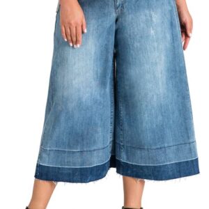 Standards & Practices Release Hem Denim Culottes in Spruce at Nordstrom, Size 16W