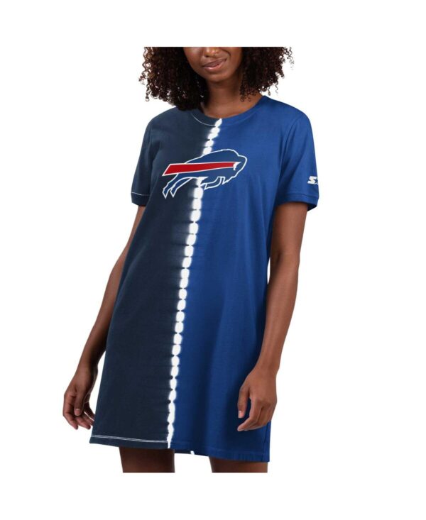 Starter Women's Navy Buffalo Bills Ace Tie-Dye T-Shirt Dress - Navy