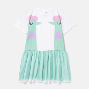 Stella McCartney - Double Seahorse Print T-Shirt Dress, Woman, White/Green, Size: 2