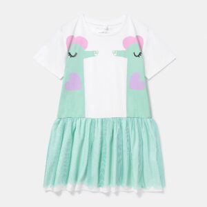 Stella McCartney - Double Seahorse Print T-Shirt Dress, Woman, White/Green, Size: 6