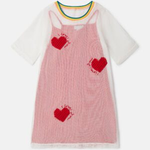 Stella McCartney - Heart Mesh T-shirt Dress, Multicolour, Size: 14h