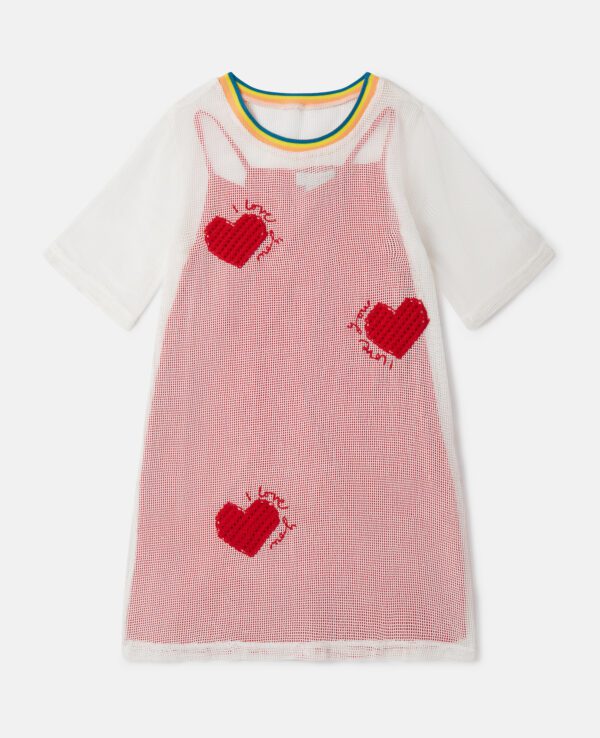 Stella McCartney - Heart Mesh T-shirt Dress, Multicolour, Size: 14h