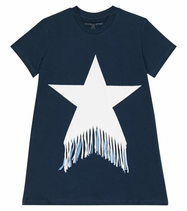 Stella McCartney Kids Star fringed cotton jersey T-shirt dress