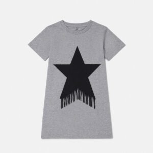 Stella McCartney - Star Graphic Fringed T-Shirt Dress, Woman, Gray, Size: 6