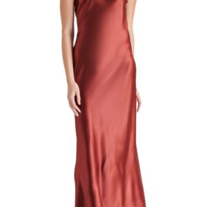 Steve Madden Jessamine Strapless Stretch Satin Dress in Spiced Apple at Nordstrom, Size Small