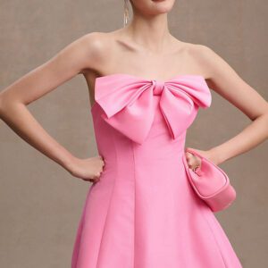 Strapless A-Line Bow Mini Dress