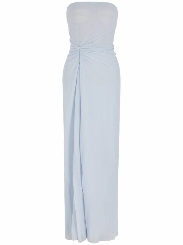 Strapless Draped Jersey Long Dress