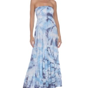 Strapless Maxi Cover-up Dress In Sky Tie Dye