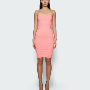 Strapless Midi Dress With Elastic Anime Pink