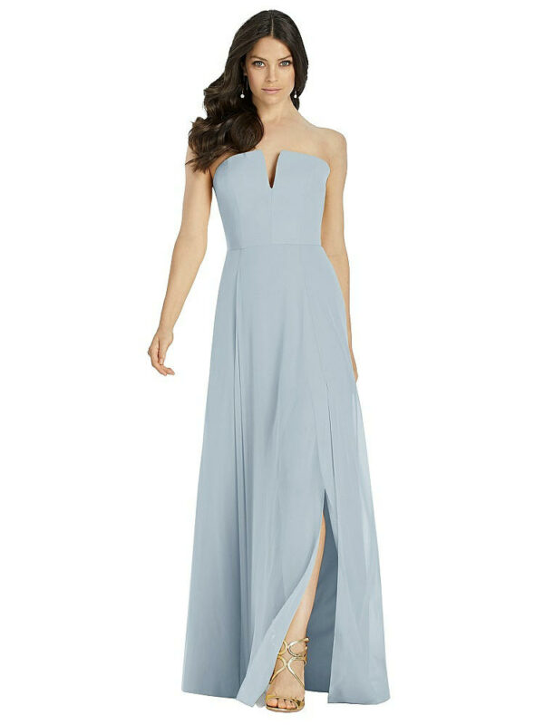 Strapless Notch Chiffon Maxi Dress in Mist