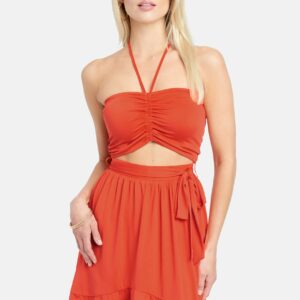 Strapless Tie Front Flare Dress