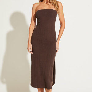 Strapless West Dress - Chocolate Organic Rib