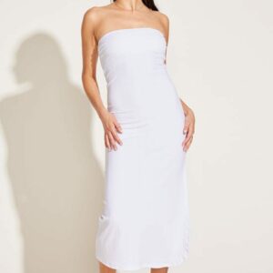 Strapless West Dress - White Organic Rib