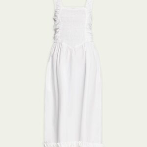 Strappy Cotton Poplin Midi Smock Dress