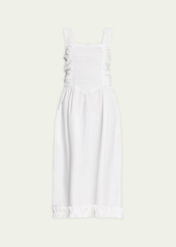 Strappy Cotton Poplin Midi Smock Dress