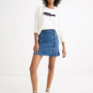 Stretch Denim A-Line Mini Skirt: Asymmetrical Edition