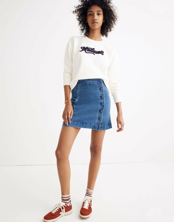 Stretch Denim A-Line Mini Skirt: Asymmetrical Edition