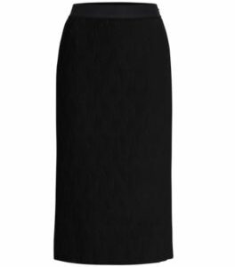 Stretch-tulle skirt with wavy pliss pleats- Black Women's Casual Skirts size L