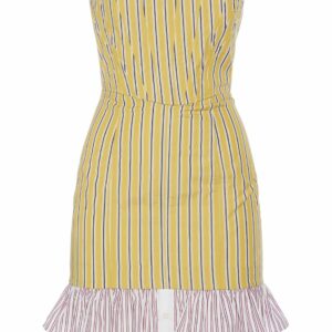 Striped Cotton Strapless Mini Dress