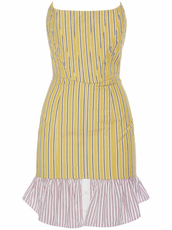 Striped Cotton Strapless Mini Dress