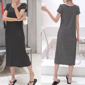 Striped Short-Sleeve T-Shirt Dress