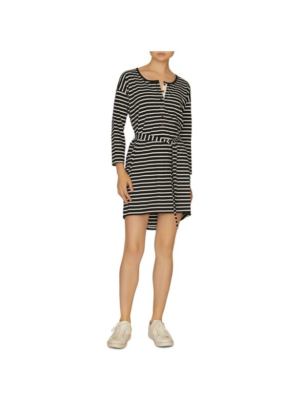 Sullivan Womens Striped Henley T-Shirt Dress