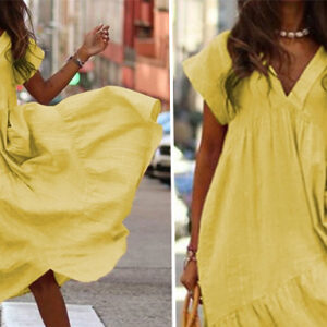 Summer Smock V-Neck Maxi Dress - 4 Colours & 3 Sizes