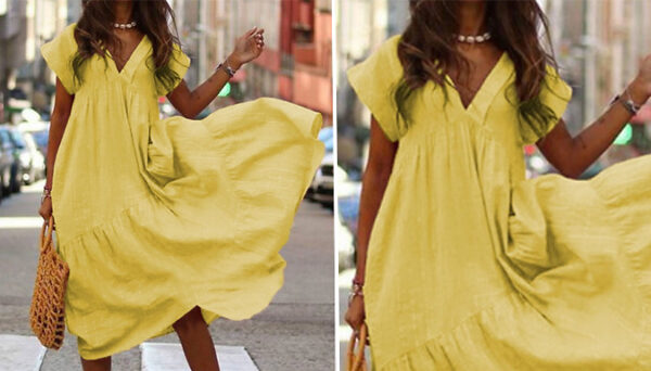 Summer Smock V-Neck Maxi Dress - 4 Colours & 3 Sizes