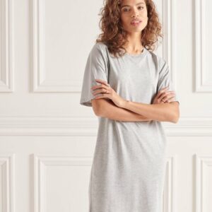 Superdry Women's Women's Cotton Modal T-shirt Dress Light Grey / Mid Marl - Size: 8 Size: 4