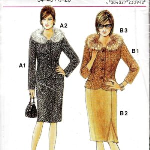 Sz 8 To 20 - Neue Mode Pattern V23394 Misses' Button Front Jackets & Straight Skirts With Godet in Two Options Avantgarde