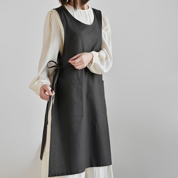 TEMU 1 Pack, Japanese Pinafore Apron Dress For Women Pinafore Dress With Waist With 2 Pockets Ties