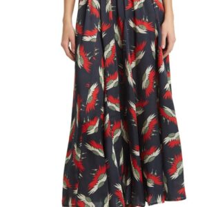 THE GREAT. The Godet Floral Satin Maxi Skirt in Navy Birds Of Paradsise Print at Nordstrom, Size 1