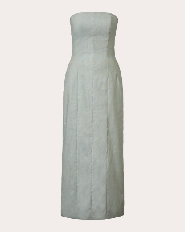 TOVE Women's Alex Strapless Dress in Pale Turquoise Wool/Linen