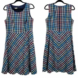 Talbots Rainbow Checkered Gingham Pinafore Midi Dress 12, Women's (Size XL)