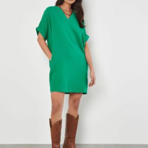 Textured Cotton Oversized T-Shirt Dress