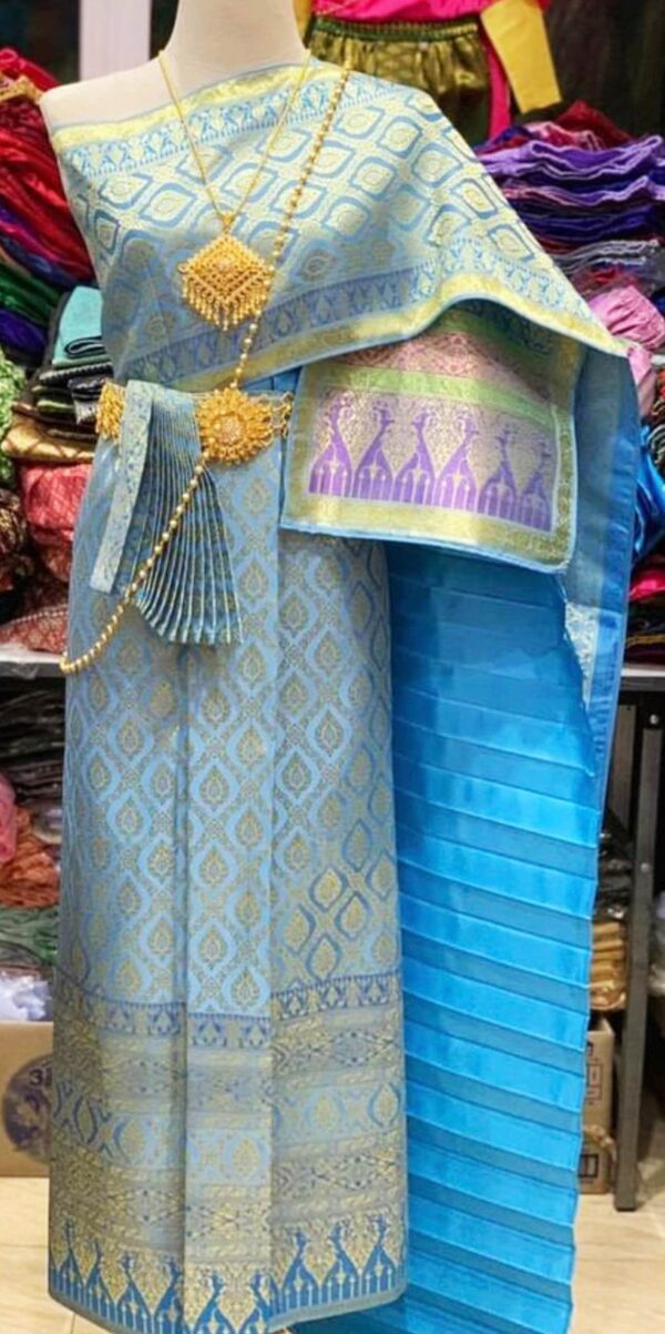 Thai Traditional Skirt Maxi Silk Sarong Dress Dance Ready To Wear Mix Color