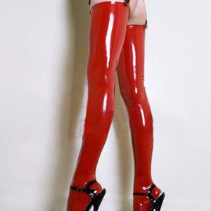 Hot Red Latex Women's Stockings