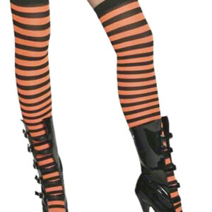 Halloween Stripes Print Stockings Orange Over The Knee Cosplay Stockings