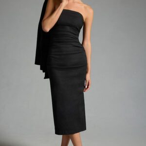 The Soleil Slim Strapless Ruched Dress