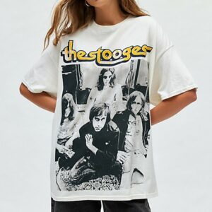 The Stooges Graphic T-Shirt Dress in Ivory, Women's at Urban Outfitters