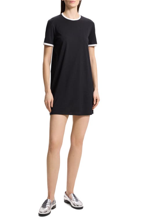 Theory Apex Ringer Organic Cotton Mini T-Shirt Dress in Black/White at Nordstrom, Size Petite