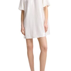 Theory Sequin Embellished T-Shirt Dress in White at Nordstrom, Size Small