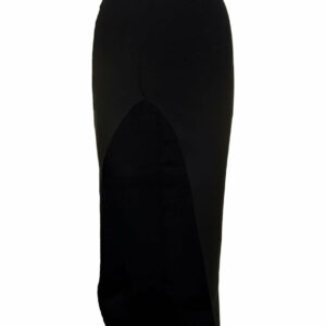 'Theresa' Maxi Black Skirt With Wide Split At The Front In Viscose Blend Woman