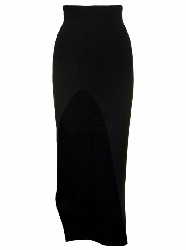 'Theresa' Maxi Black Skirt With Wide Split At The Front In Viscose Blend Woman